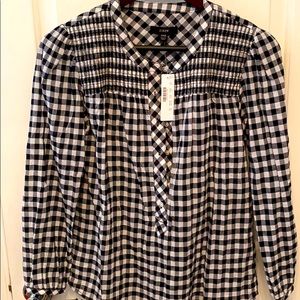 J. Crew Smocked popover top in crinkle gingham